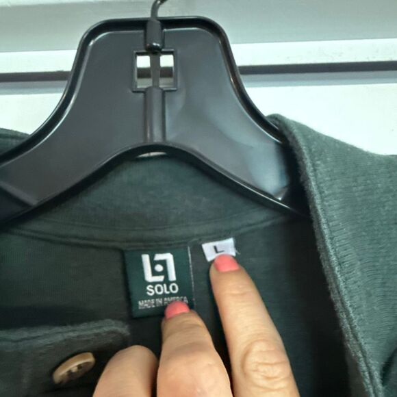 Solo Golf Co green organic cotton made in the USA henley large - Picture 3 of 8